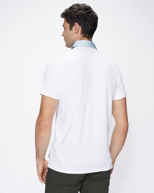 Ted Baker hombres 2ZFP1643 ropa polo frend ss con cuello tejido blanco