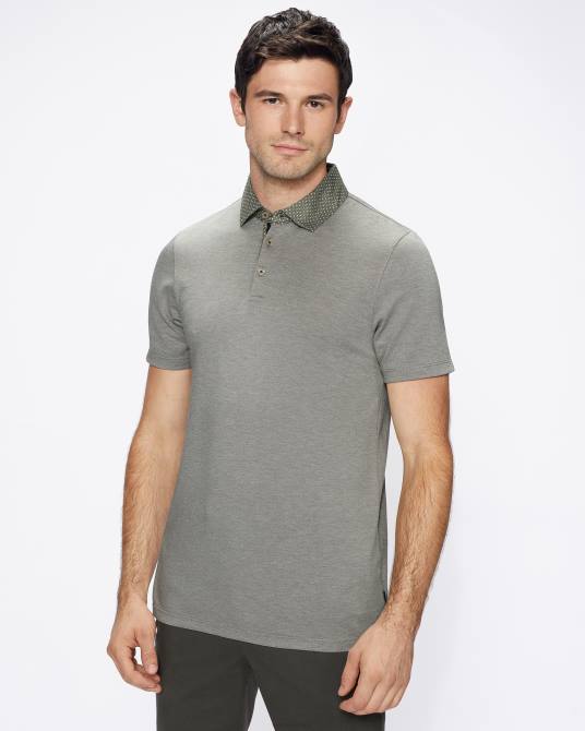 Ted Baker hombres 2ZFP1659 ropa polo frend ss con cuello tejido caqui