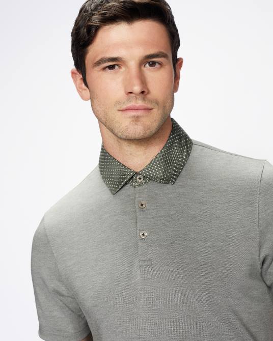 Ted Baker hombres 2ZFP1659 ropa polo frend ss con cuello tejido caqui