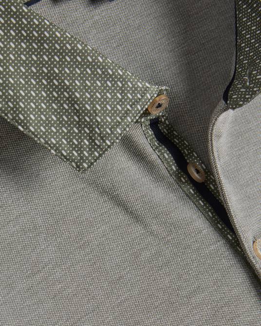 Ted Baker hombres 2ZFP1659 ropa polo frend ss con cuello tejido caqui