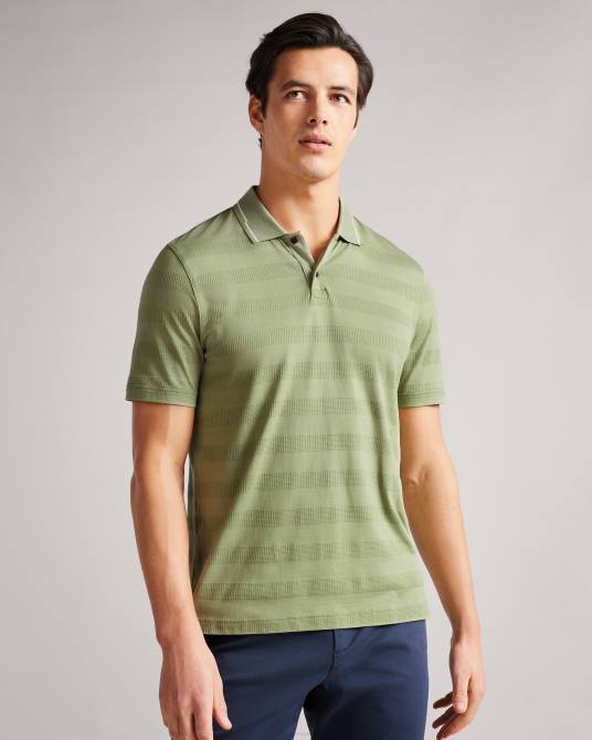 Ted Baker hombres 2ZFP1691 ropa polo irby ss con rayas texturizadas Verde pálido