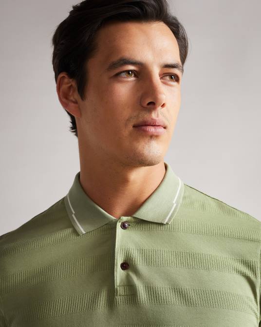 Ted Baker hombres 2ZFP1691 ropa polo irby ss con rayas texturizadas Verde pálido
