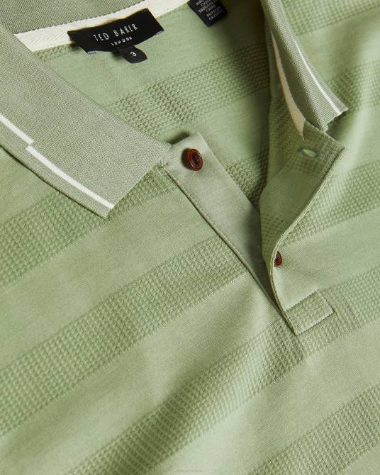 Ted Baker hombres 2ZFP1691 ropa polo irby ss con rayas texturizadas Verde pálido