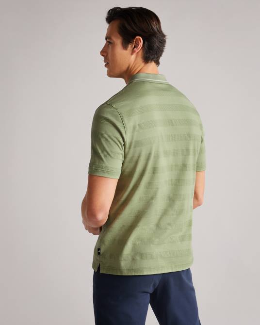 Ted Baker hombres 2ZFP1691 ropa polo irby ss con rayas texturizadas Verde pálido