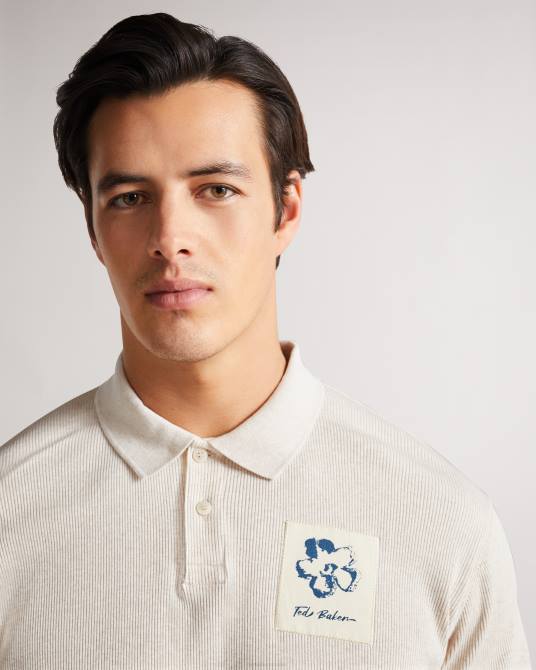 Ted Baker hombres 2ZFP1719 ropa polo de canalé de manga corta marden natural