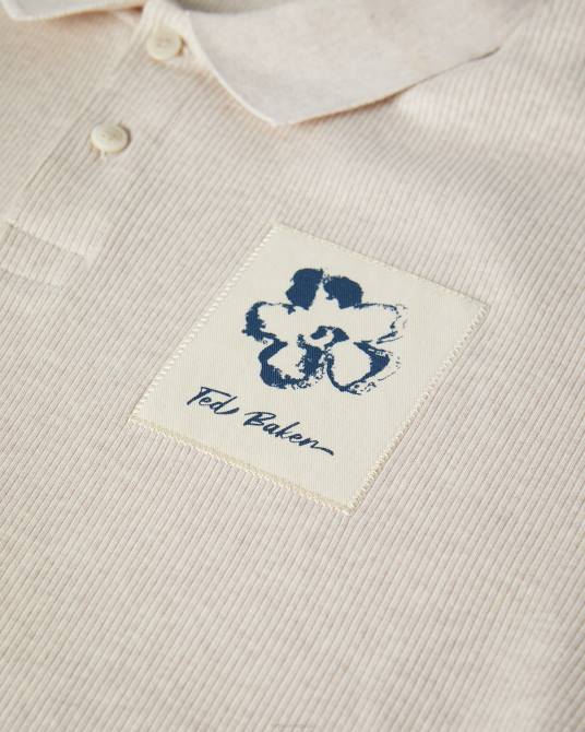 Ted Baker hombres 2ZFP1719 ropa polo de canalé de manga corta marden natural