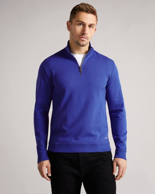Ted Baker hombres 2ZFP1664 ropa antram manga larga media cremallera cuello alzado azul