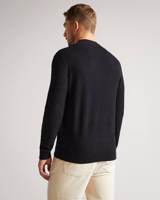 Ted Baker hombres 2ZFP1668 ropa suéter texturizado con cuello redondo de Knares dk-azul marino