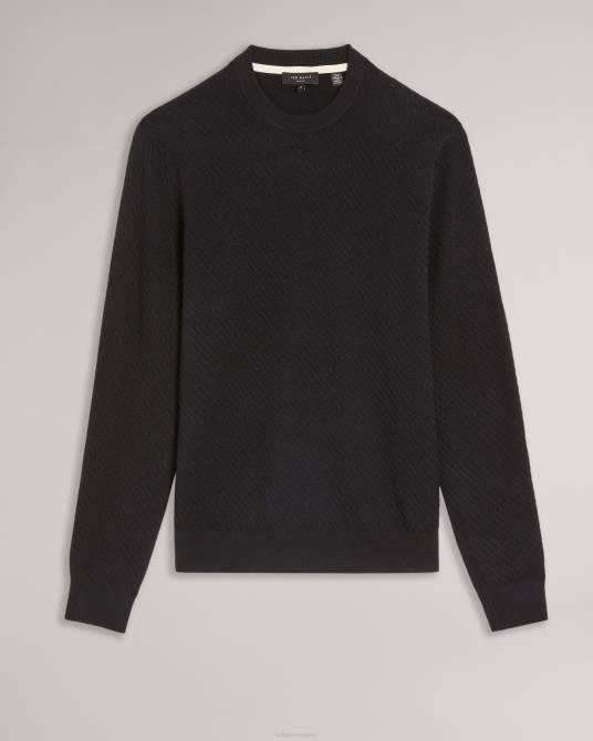 Ted Baker hombres 2ZFP1668 ropa suéter texturizado con cuello redondo de Knares dk-azul marino