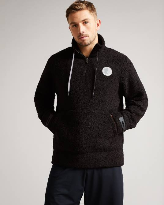 Ted Baker hombres 2ZFP1690 ropa jersey redmond de punto texturizado con media cremallera negro