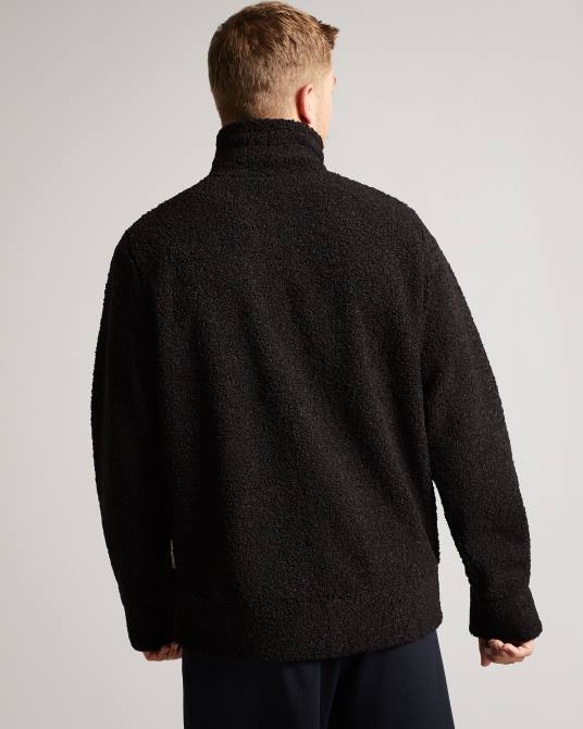 Ted Baker hombres 2ZFP1690 ropa jersey redmond de punto texturizado con media cremallera negro