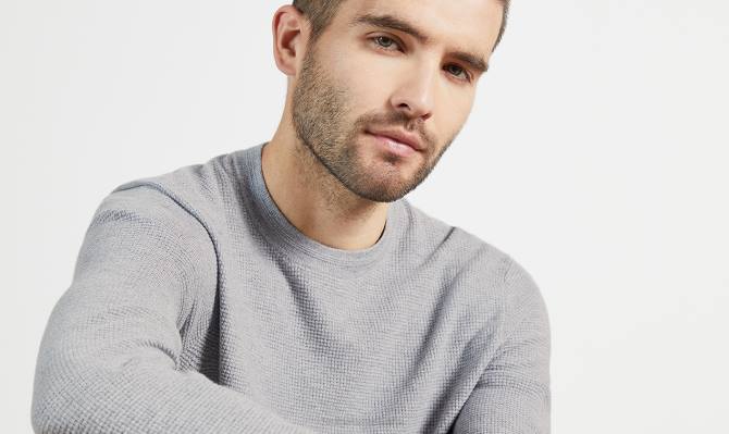 Ted Baker hombres 2ZFP1695 ropa suéter Staylay texturizado con cuello redondo marga gris