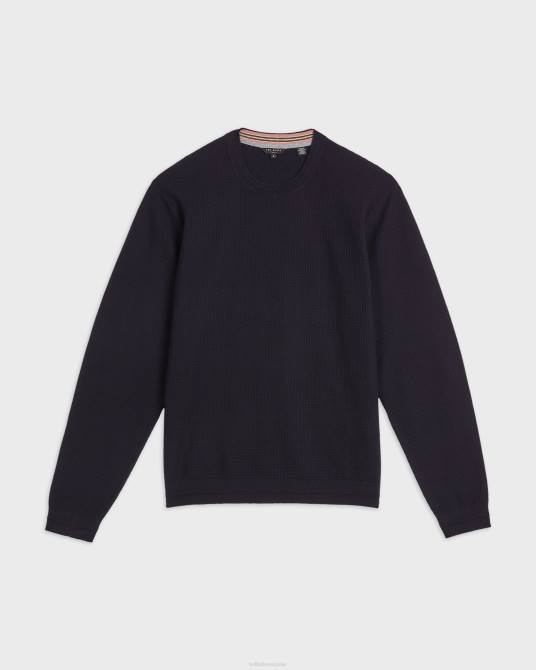 Ted Baker hombres 2ZFP1709 ropa suéter Staylay texturizado con cuello redondo Armada