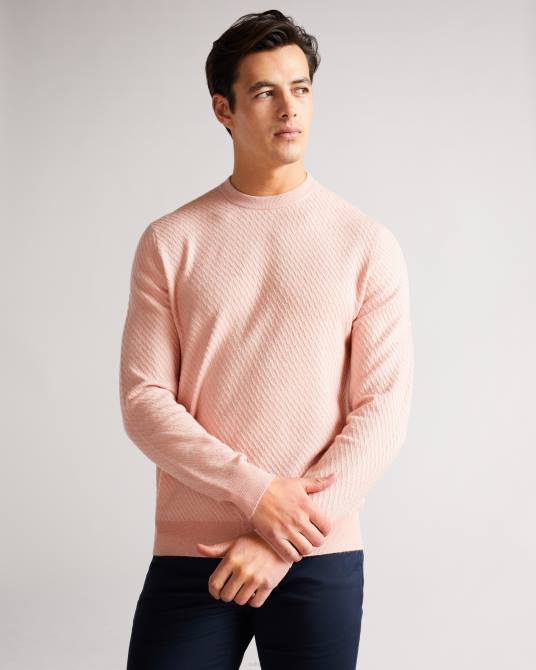 Ted Baker hombres 2ZFP1717 ropa suéter texturizado con cuello redondo de Knares rosa