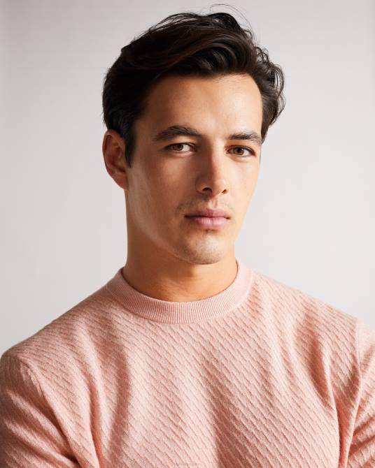 Ted Baker hombres 2ZFP1717 ropa suéter texturizado con cuello redondo de Knares rosa