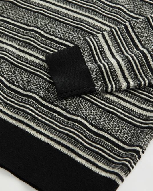 Ted Baker hombres 2ZFP1718 ropa jersey con cuello redondo y rayas texturizadas negro