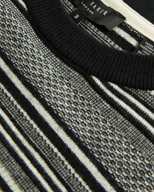 Ted Baker hombres 2ZFP1718 ropa jersey con cuello redondo y rayas texturizadas negro