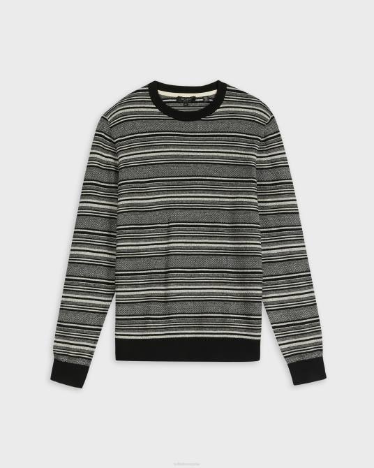 Ted Baker hombres 2ZFP1718 ropa jersey con cuello redondo y rayas texturizadas negro