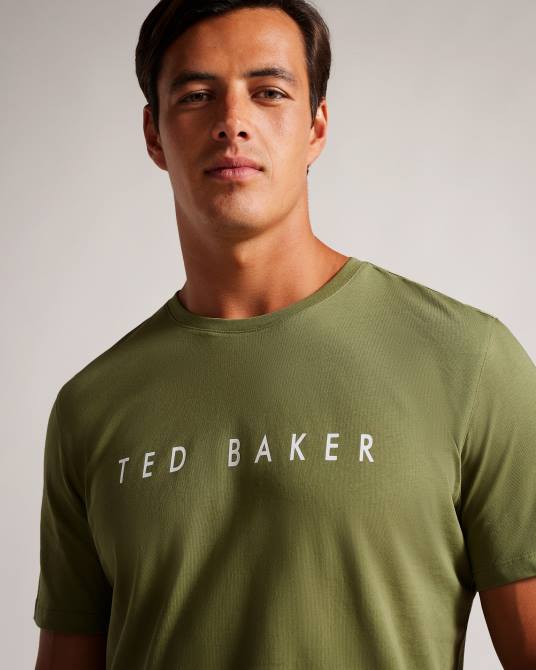 Ted Baker hombres 2ZFP1631 ropa camiseta con la marca broni ss caqui