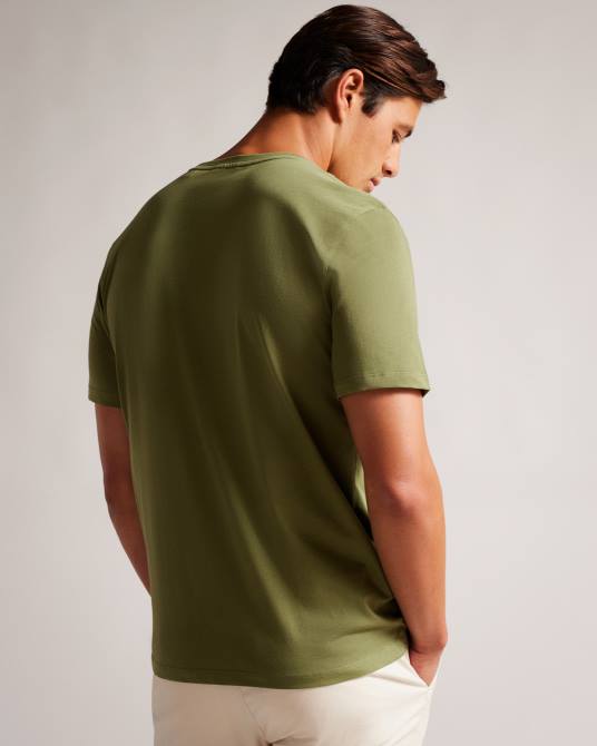 Ted Baker hombres 2ZFP1631 ropa camiseta con la marca broni ss caqui