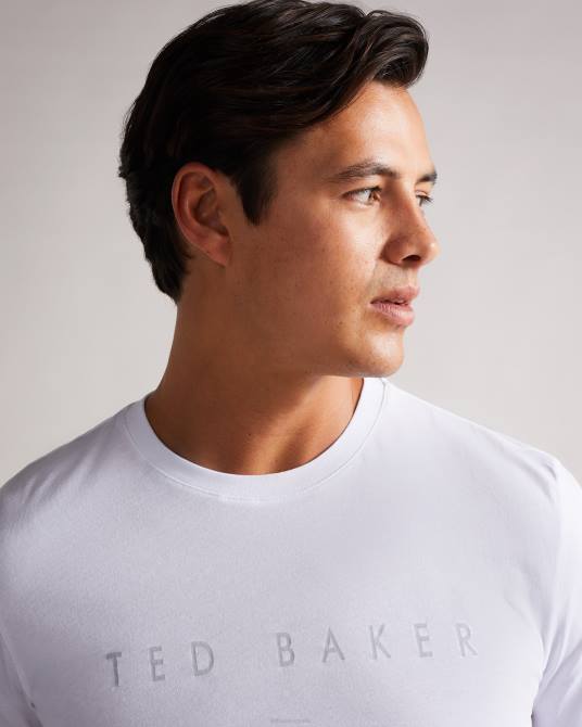 Ted Baker hombres 2ZFP1633 ropa camiseta con la marca broni ss blanco