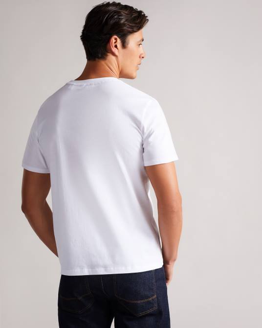 Ted Baker hombres 2ZFP1633 ropa camiseta con la marca broni ss blanco