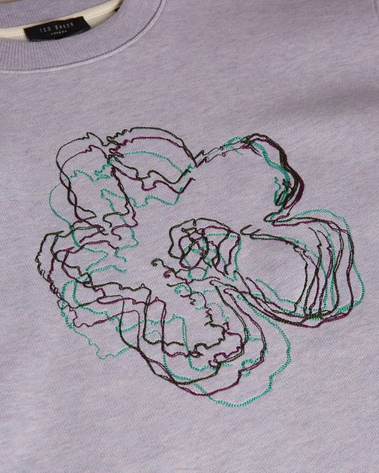 Ted Baker hombres 2ZFP1650 ropa sudadera carick de manga larga con flores bordadas violeta claro