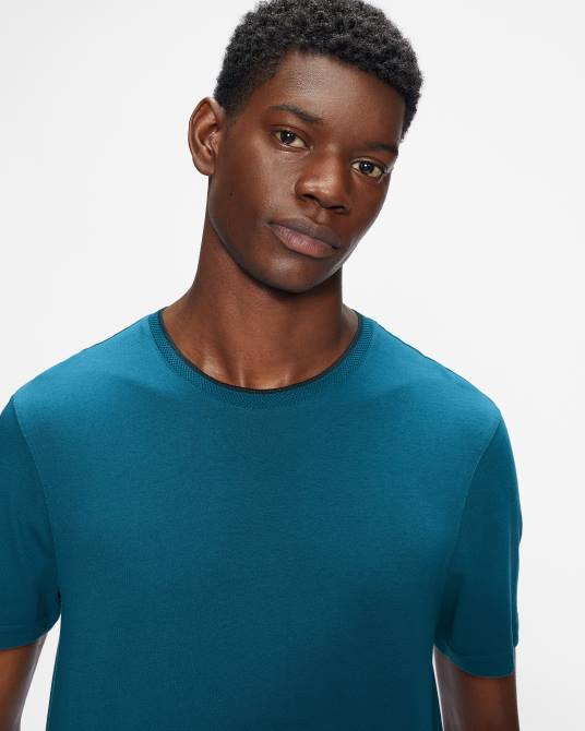 Ted Baker hombres 2ZFP1660 ropa camiseta manga corta helpa azul verdoso