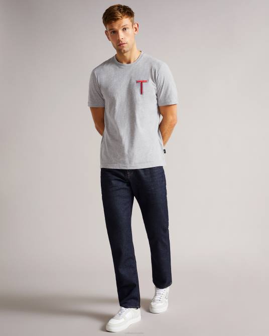 Ted Baker hombres 2ZFP1705 ropa camiseta tedford ss varsity marga gris