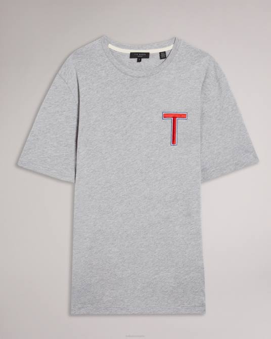 Ted Baker hombres 2ZFP1705 ropa camiseta tedford ss varsity marga gris