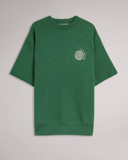 Ted Baker hombres 2ZFP1722 ropa suéter de corte relajado y manga corta Shandon verde oscuro