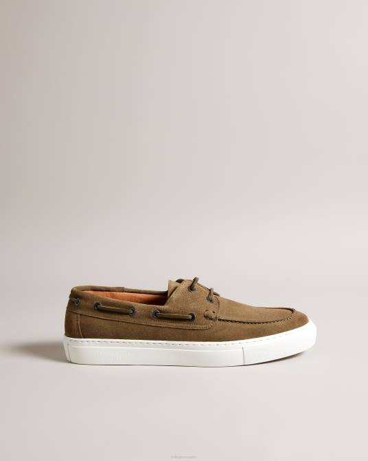 Ted Baker hombres 2ZFP1883 zapatos náuticos euens de ante verde oscuro