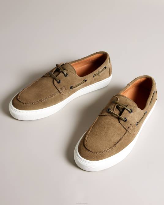 Ted Baker hombres 2ZFP1883 zapatos náuticos euens de ante verde oscuro