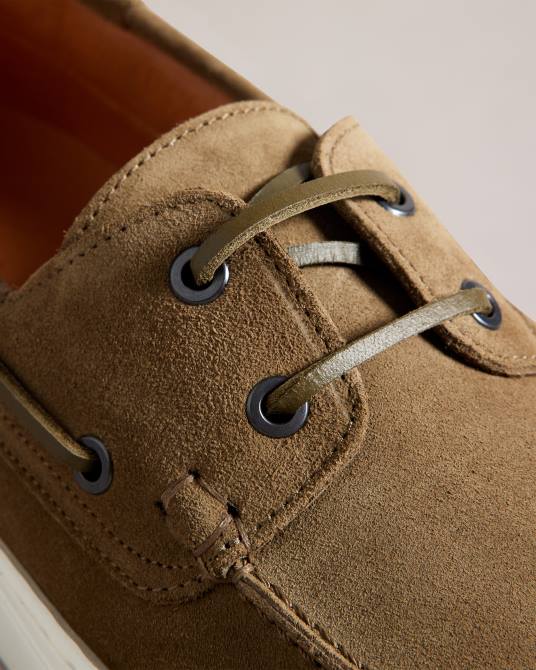 Ted Baker hombres 2ZFP1883 zapatos náuticos euens de ante verde oscuro