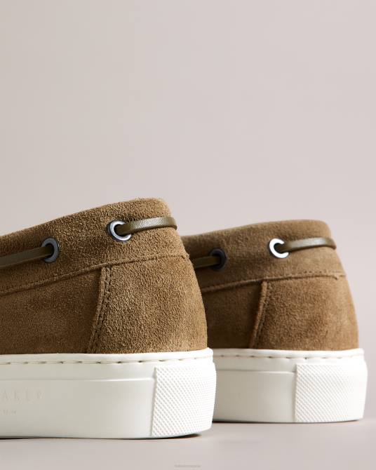 Ted Baker hombres 2ZFP1883 zapatos náuticos euens de ante verde oscuro