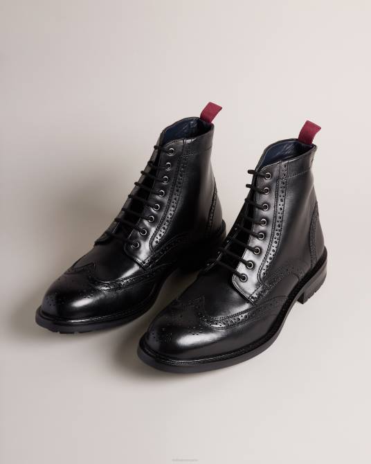 Ted Baker hombres 2ZFP1800 zapatos botas wadelan de cuero con cordones negro