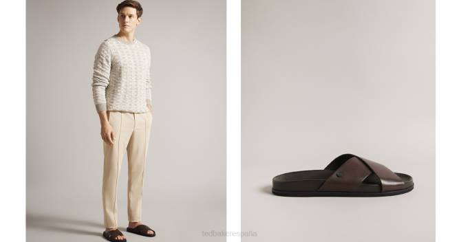 Ted Baker hombres 2ZFP1859 zapatos sandalias oscar de piel marrón