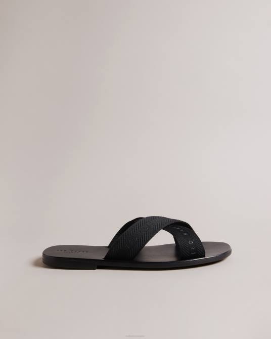 Ted Baker hombres 2ZFP1872 zapatos Deslizadores con correa cruzada Kaidenn negro