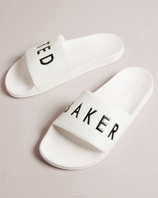 Ted Baker hombres 2ZFP1892 zapatos deslizadores con logo de auly blanco