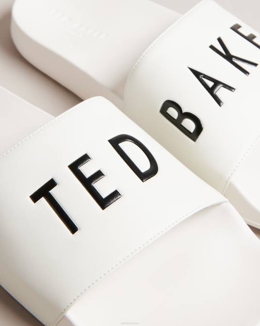 Ted Baker hombres 2ZFP1892 zapatos deslizadores con logo de auly blanco