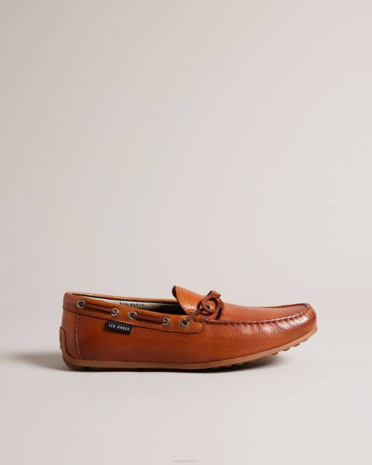 Ted Baker hombres 2ZFP1879 zapatos kenneyp zapatos náuticos casuales de cuero granulado broncearse