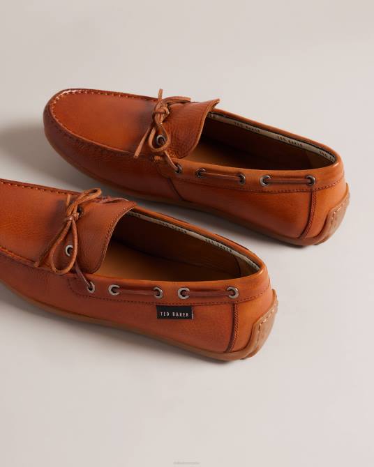 Ted Baker hombres 2ZFP1879 zapatos kenneyp zapatos náuticos casuales de cuero granulado broncearse