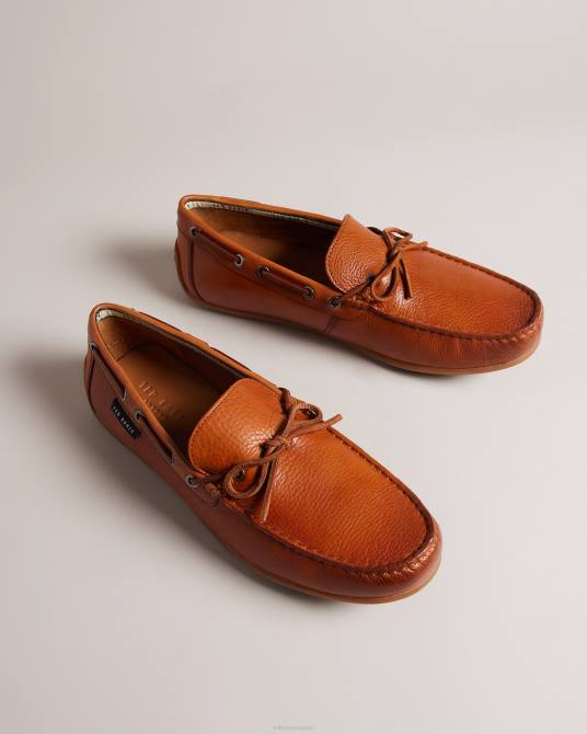 Ted Baker hombres 2ZFP1879 zapatos kenneyp zapatos náuticos casuales de cuero granulado broncearse