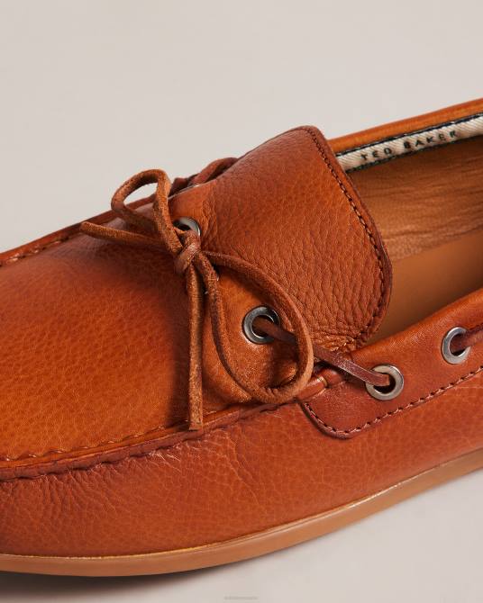 Ted Baker hombres 2ZFP1879 zapatos kenneyp zapatos náuticos casuales de cuero granulado broncearse