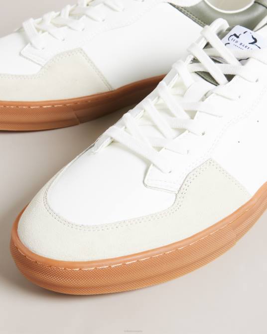 Ted Baker hombres 2ZFP1818 zapatos zapatillas barkerl de piel y ante verde oscuro
