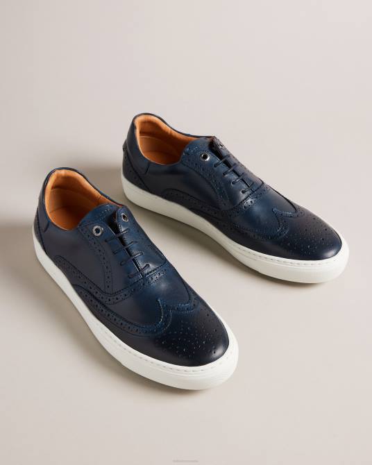 Ted Baker hombres 2ZFP1864 zapatos zapatos brogue híbridos de cuero bruñido dentton azul medio