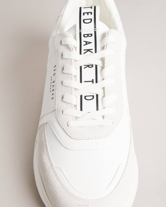 Ted Baker hombres 2ZFP1871 zapatos Zapatillas cecylew de piel lisa y ante blanco