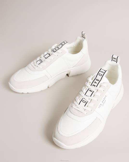 Ted Baker hombres 2ZFP1871 zapatos Zapatillas cecylew de piel lisa y ante blanco