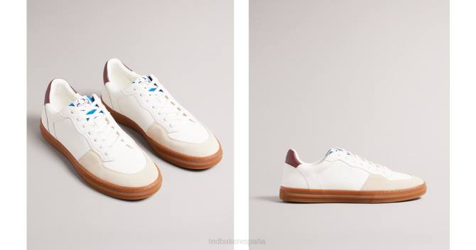 Ted Baker hombres 2ZFP1880 zapatos zapatillas barkerl de piel y ante blanco