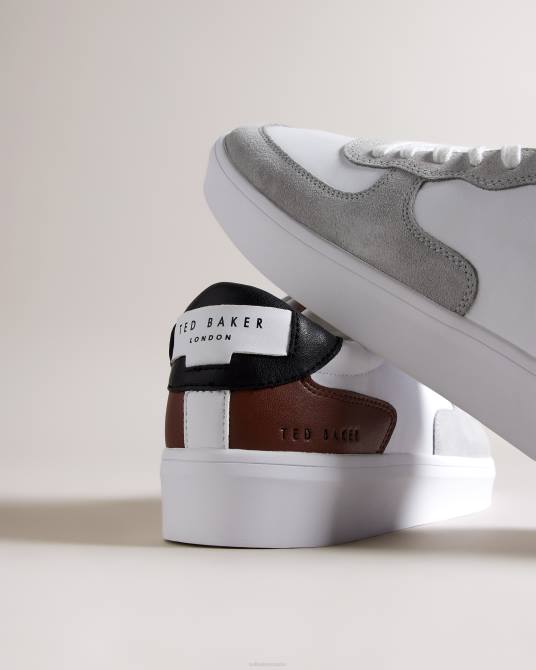 Ted Baker hombres 2ZFP1888 zapatos zapatillas gawyn de piel con bloques de color marrón